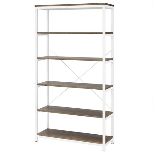 Ganbaru - Bibliothèque Étagères 6 Niveaux 80x30xh180 Cm Style Industriel Oak