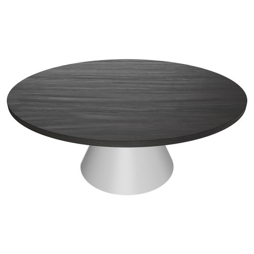 Artù White - Table De Salle à Manger Ronde Ø120 Cm En Bois Stratifié Base Conique En Métal-noir