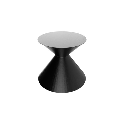 Graal Black - Table Ronde Ø120 Cm Base Double Cône En Métal Et Plateau En Bois Stratifié Noir