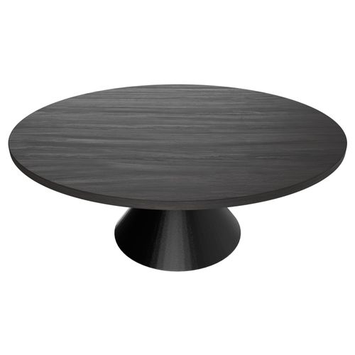 Graal Black - Table Ronde Ø120 Cm Base Double Cône En Métal Et Plateau En Bois Stratifié Noir