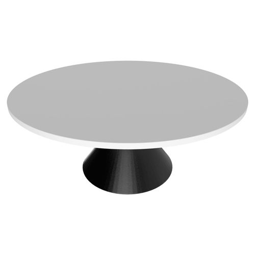 Graal Black - Table Ronde Ø120 Cm Base Double Cône En Métal Noir Et Plateau En Bois Stratifié Blanc
