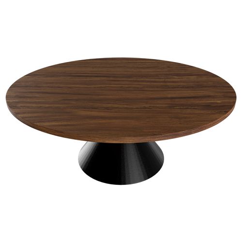 Graal Black - Table Ronde Ø120 Cm Base Double Cône En Métal Noir Et Plateau En Bois Stratifié Ébène