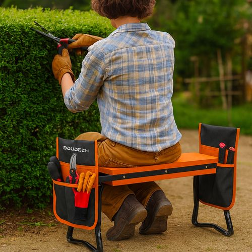 Ergogard - Tabouret à Genoux Multifonction 2 En 1 Pour Jardinage Avec Sac Porte-outils