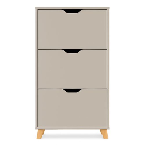 Plana - Meuble à Chaussures Gain De Place 3 Portes 55x116x25 Cm 18 Paires En Bois Taupe