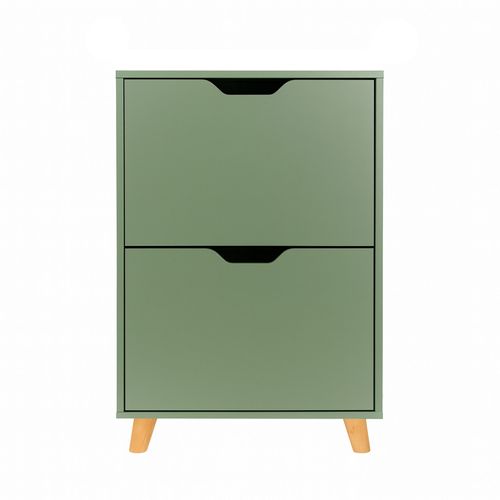 Emma - Meuble à Chaussures Gain De Place 2 Portes 55x82x25 Cm 12 Paires En Bois Sauge