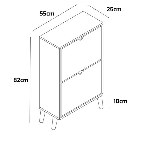 Emma - Meuble à Chaussures Gain De Place 2 Portes 55x82x25 Cm 12 Paires En Bois Sauge