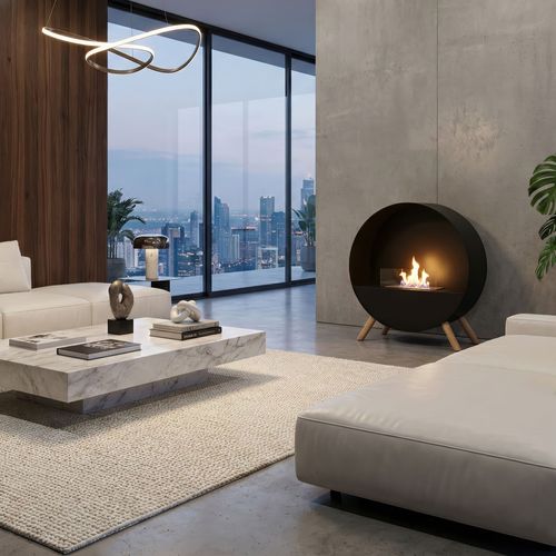 Venere - Cheminée Au Bioéthanol 60x72x30 Cm Brûleur 1 Litre Noir