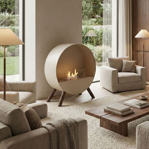 Venere - Cheminée Au Bioéthanol 60x72x30 Cm Brûleur 1 Litre Taupe