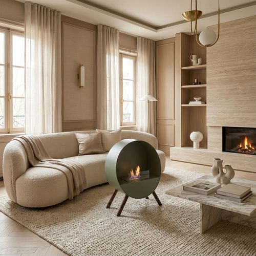 Venere - Cheminée Au Bioéthanol 60x72x30 Cm Brûleur 1 Litre Vert Sauge