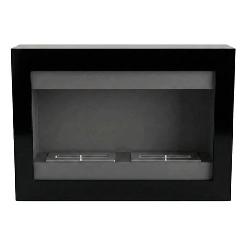 Vespasiano - Cheminée Murale à Éthanol 80x51x16 Cm Avec 2 Brûleurs De 3 Litres Noir