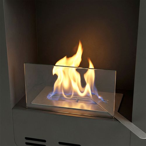 Livia - Cheminée Au Bioéthanol Sur Pied 46x80x25 Cm Avec Brûleur De 1,5 Litre Noir