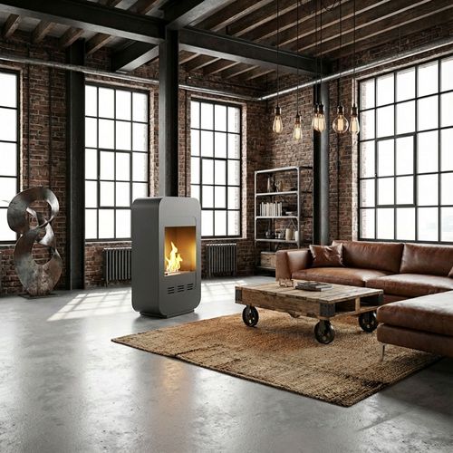 Livia - Cheminée Au Bioéthanol Sur Pied 46x80x25 Cm Avec Brûleur De 1,5 Litre Noir