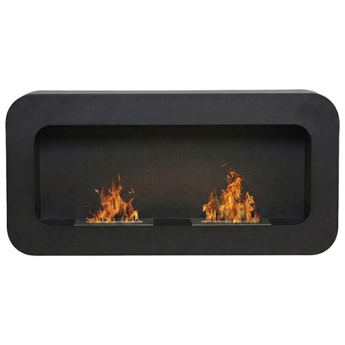Flavia - Cheminée Murale Au Bioéthanol 100x46x16 Cm Avec 2 Brûleurs De 3 Litre, Noire