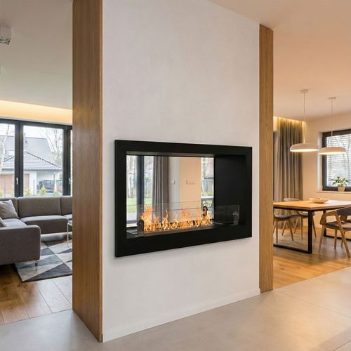 Massenzio - Cheminée à Bioéthanol Encastrable 90x55x30 Cm Brûleur 2,3 Litres Noir