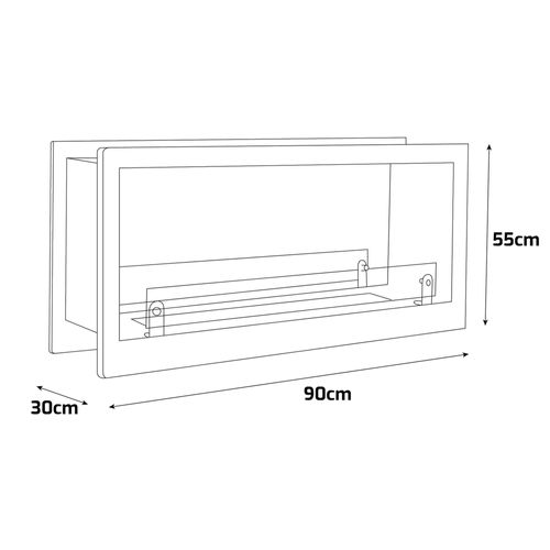 Massenzio - Cheminée à Bioéthanol Encastrable 90x55x30 Cm Brûleur 2,3 Litres Noir