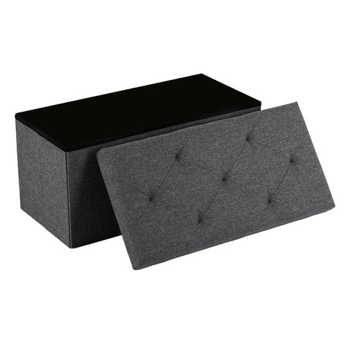 Nemora 75 - Coffre Ottoman 76x38x38 Cm Pouf Coffre Repose-pieds En Tissu Gris