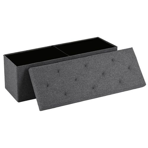 Nemora 110 - Coffre Ottoman 109x38x38 Cm Pouf Coffre Repose-pieds En Tissu Gris