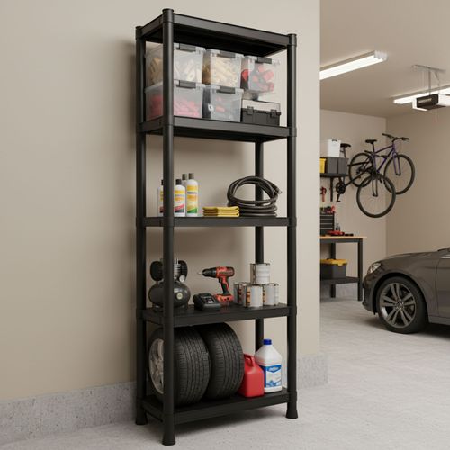 Titan S - Étagère Modulaire 5 Niveaux 60x30xh180 Cm En Résine Noire