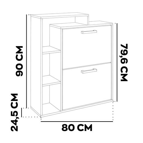 Sena - Meuble à Chaussures 2 Portes 80x90x24,5 Cm, 12 Paires Sauge