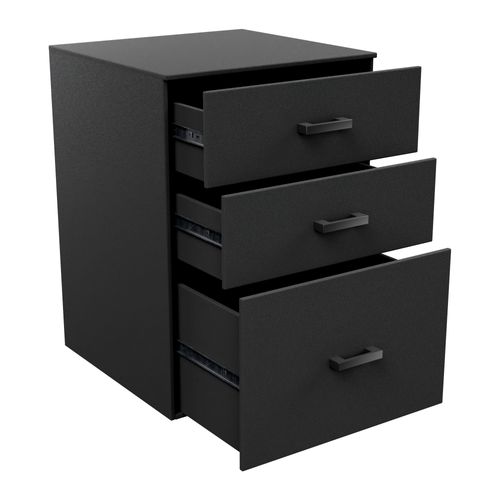 Lyra - Commode Pour Imprimante 3 Tiroirs, Meuble De Bureau Sur Roulettes En Mdf Noir