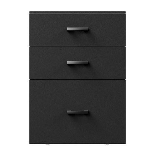 Lyra - Commode Pour Imprimante 3 Tiroirs, Meuble De Bureau Sur Roulettes En Mdf Noir