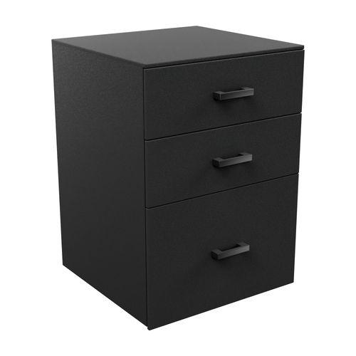Lyra - Commode Pour Imprimante 3 Tiroirs, Meuble De Bureau Sur Roulettes En Mdf Noir