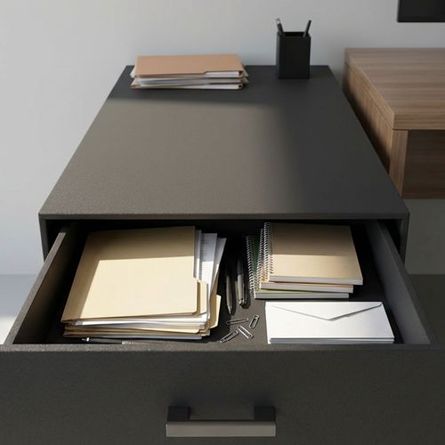 Lyra - Commode Pour Imprimante 3 Tiroirs, Meuble De Bureau Sur Roulettes En Mdf Noir