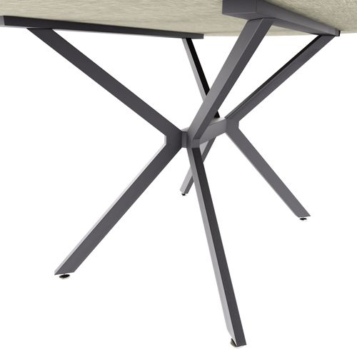 Marui Big - Table De Salle à Manger Ovale 180x100 Cm En Bois Texturé Avec Pied Central En Métal Ashi
