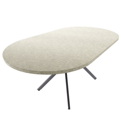 Marui Big - Table De Salle à Manger Ovale 180x100 Cm En Bois Texturé Avec Pied Central En Métal Ashi