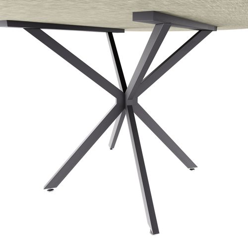 Marui Big - Table De Salle à Manger Ovale 180x100 Cm En Bois Texturé Avec Pied Central En Métal Kiso