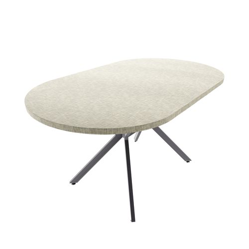 Marui Small - Table De Salle à Manger Ovale 150x90 Cm En Bois Texturé Avec Pied Central Ashi