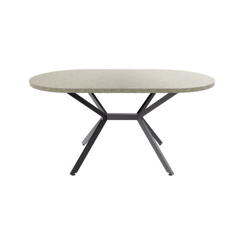 Marui Small - Table De Salle à Manger Ovale 150x90 Cm En Bois Texturé Avec Pied Central Ashi