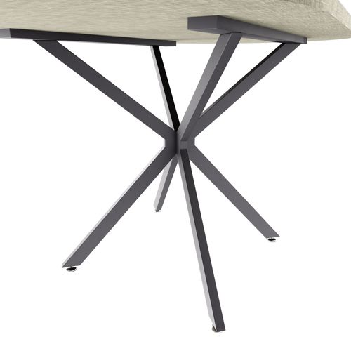 Marui Small - Table De Salle à Manger Ovale 150x90 Cm En Bois Texturé Avec Pied Central Kiso