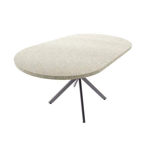 Marui Small - Table De Salle à Manger Ovale 150x90 Cm En Bois Texturé Avec Pied Central Kiso