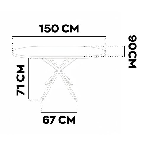 Marui Small - Table De Salle à Manger Ovale 150x90 Cm En Bois Texturé Avec Pied Central Kiso