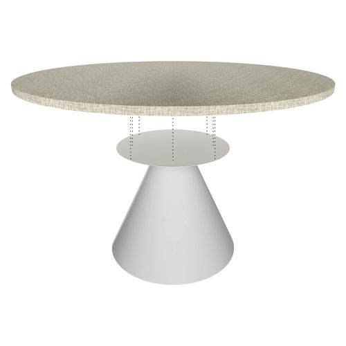 Artù White - Table De Salle à Manger Ronde ⌀ 120 Cm En Bois Stratifié Avec Base Conique gris Texturé