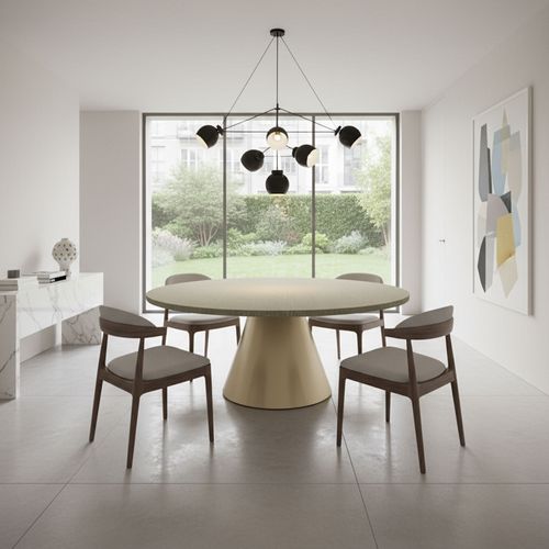 Artù Brass - Table De Salle  Ronde ⌀ 120 Cm En Bois Stratifié gris Texturé