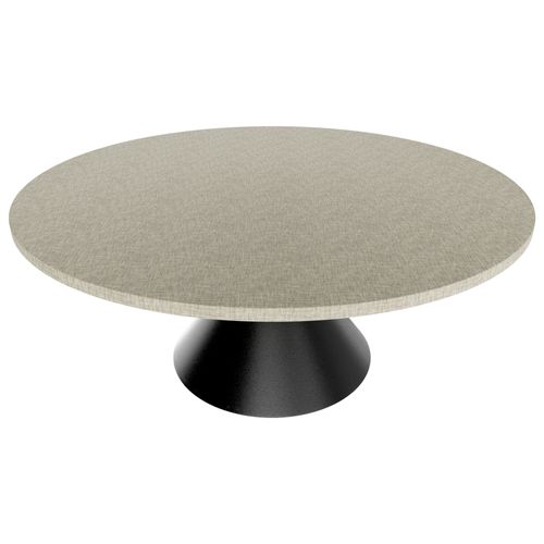 Graal Black - Table Ronde Ø120 Cm Base Double Cône En Métal Plateau En Bois Gris Texturé