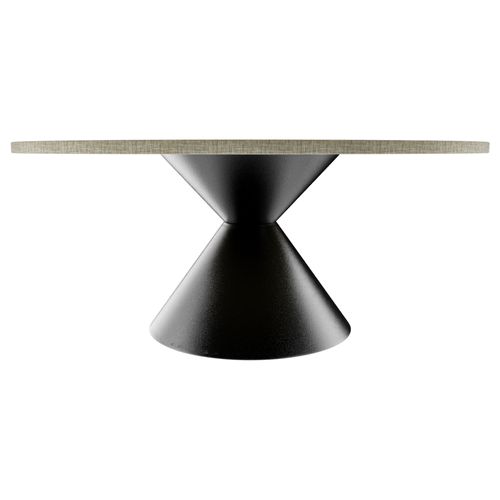 Graal Black - Table Ronde Ø120 Cm Base Double Cône En Métal Plateau En Bois Gris Texturé