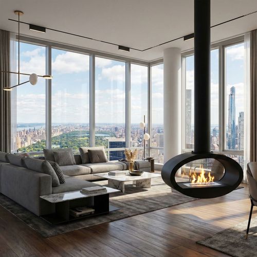 Nerone - Cheminée à Bioéthanol Suspendue 65x220x40 Cm Brûleur 2,2 Litres Noir