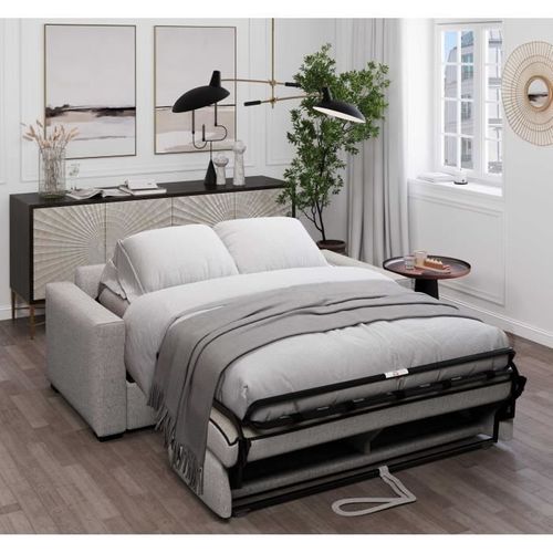 Canapé Convertible Express John - 3 Places - Tissu Gris - 190 X 100 X 87 Cm