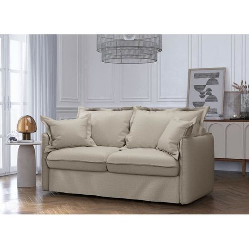 Canapé Convertible Express - 3 Places - Mykonos - Tissu Como 3 Linen - 185 X 104 X 90 Cm -