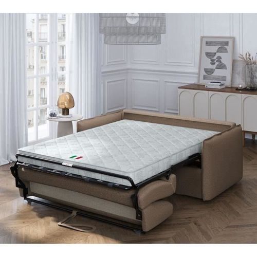 Canapé Convertible Express - 3 Places - Mykonos - Tissu Como 5 Antelope - 185 X 104 X 90 Cm