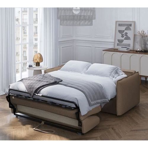 Canapé Convertible Express - 3 Places - Mykonos - Tissu Como 5 Antelope - 185 X 104 X 90 Cm