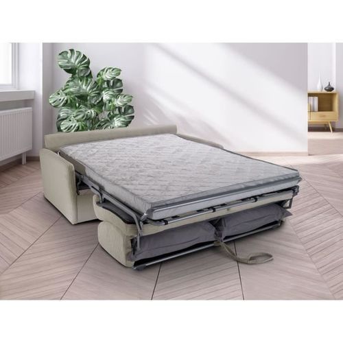 Canapé Convertible Express - 3 Places - Lincoln - Tissu Beige - 175 X 100 X 87 Cm -