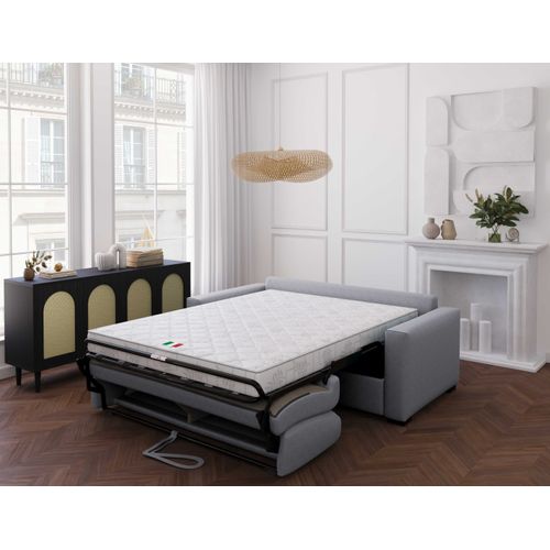 Canapé 3 Places Maxi Mod. Alessandra Convertible Avec Ouverture Express En Tissu Bronx Gris Clair