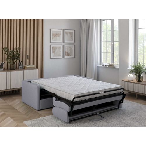 Canapé 3 Places Maxi Mod. Chiara Convertible Avec Ouverture Express En Tissu Bronx Gris Clair