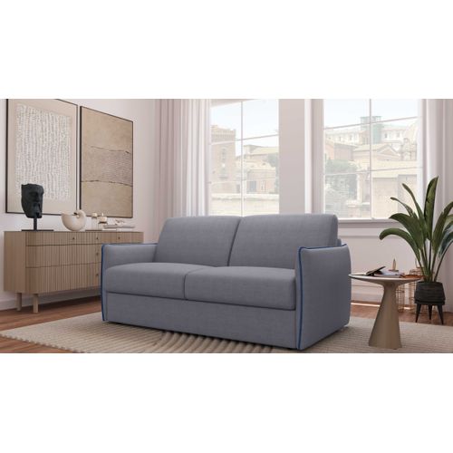 Canapé 3 Places Maxi Mod. Lia Convertible Avec Ouverture Express En Tissu Bronx Gris Clair