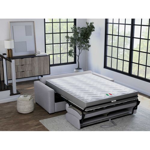 Canapé 3 Places Maxi Mod. Chiara 18 Convertible Avec Ouverture Express En Tissu Bronx Gris Clair