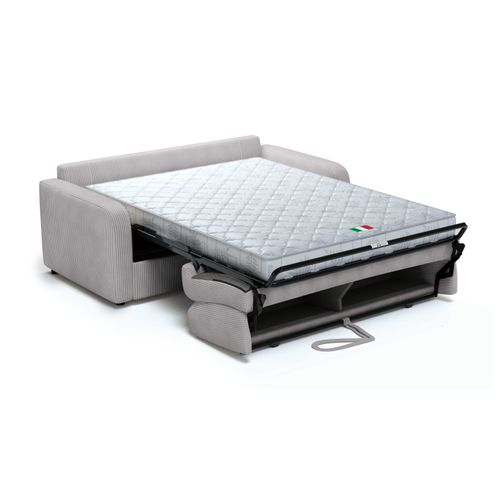 Canapé 3 Places Maxi Mod. Teresa Convertible Avec Ouverture Express En Tissu Lin. 86 Gris Clair